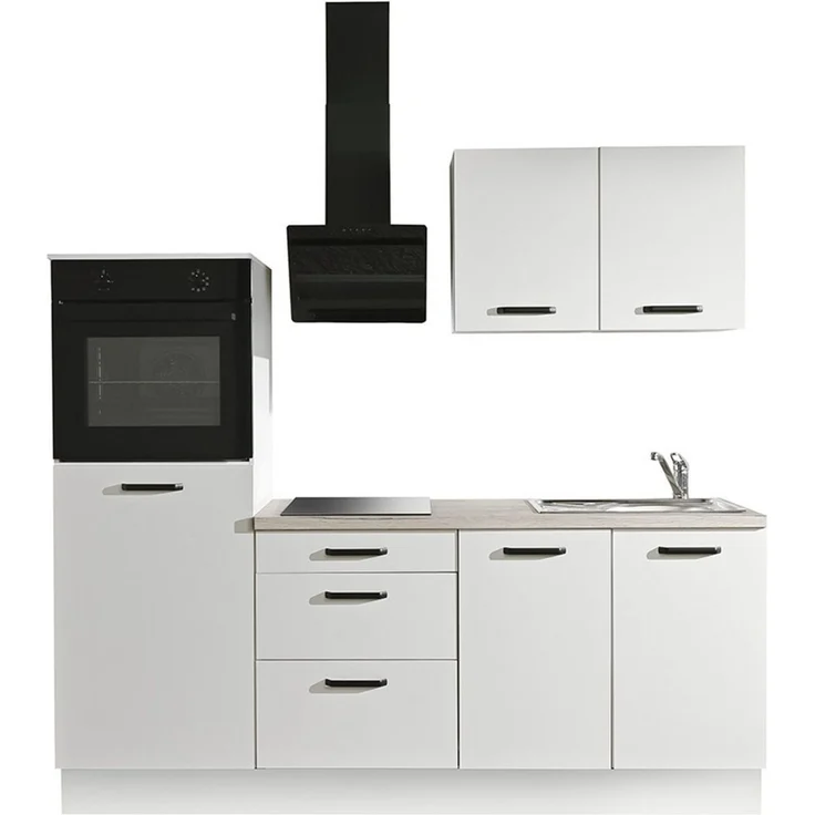 wiho Küchen Küchenzeile Compact: Kleines Format, große Ausstattung, optional mit E-Geräten, Variante ohne Kühlschrank, Breite 210 cm – Bild 1