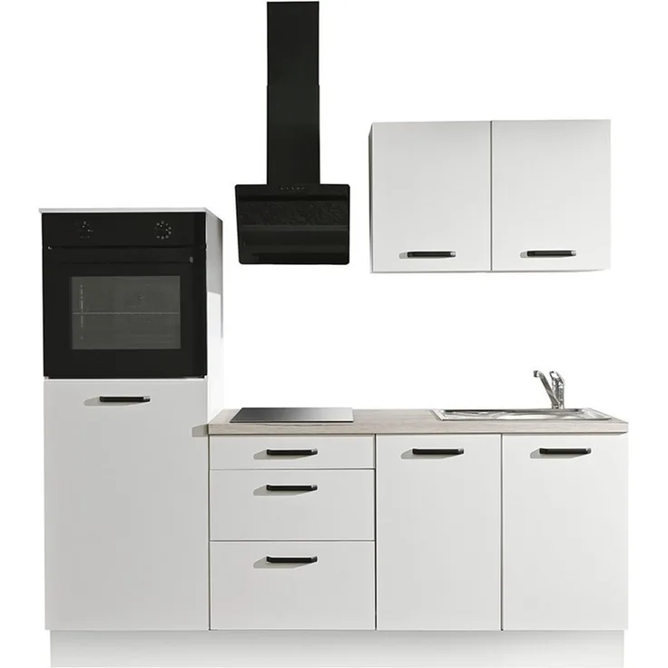 wiho Küchen Küchenzeile Compact: Kleines Format, große Ausstattung, optional mit E-Geräten, Variante ohne Kühlschrank, Breite 210 cm