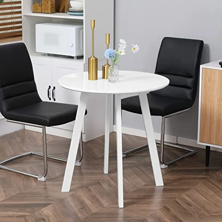 HOMCOM Esstisch Runder Küchentisch für 2 Personen (Rundtisch, 1-St, Esszimmertisch), Weiß Ø72 x 75cm – Bild 8