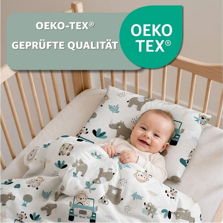 Totsy Baby Kinderbettwäsche Baby Bettwäsche aus Baumwolle - Set von Duvet Cover und Kissenbezug – Bild 4