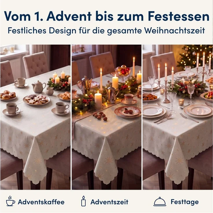 Stoffschmiede Tischdecke Weihnachten Sterne - Lurex Glanz - Versch. Größen & Farben, Lurex Glanz – Bild 4