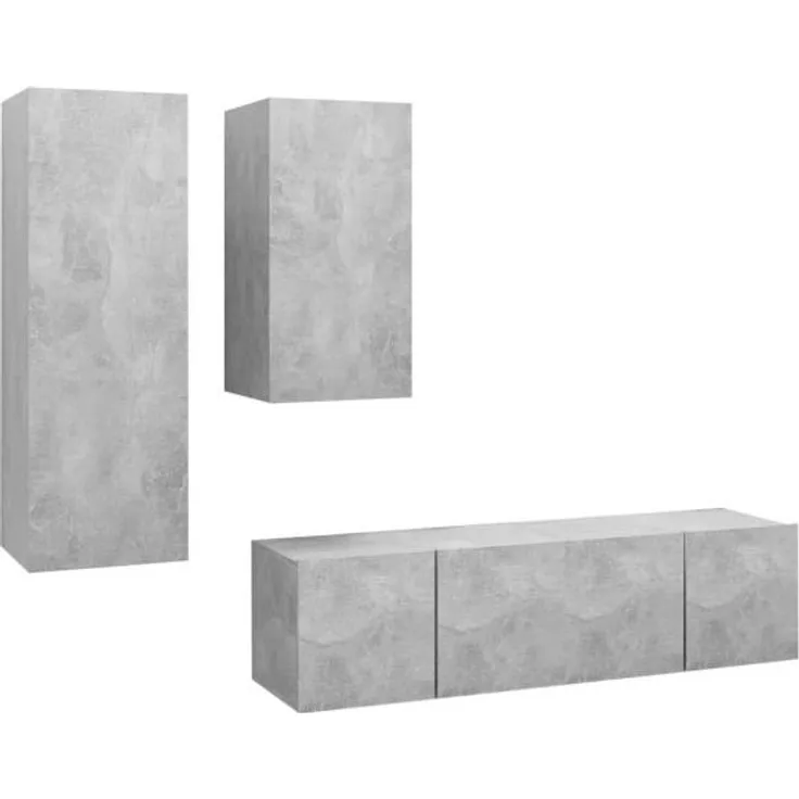 vidaXL 4-tlg. TV-Schrank-Set Betongrau Spanplatte [3079151]