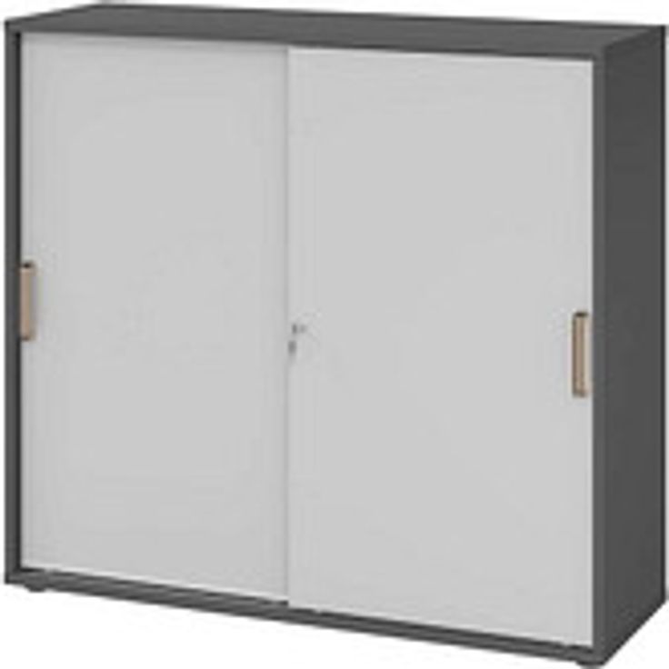 HAMMERBACHER Schiebetürenschrank 1753S, V1753S/G/5/SG, grafit/grau, 2 Fachböden, 120 x 40 x 110 cm, höhenverstellbar, abschließbar
