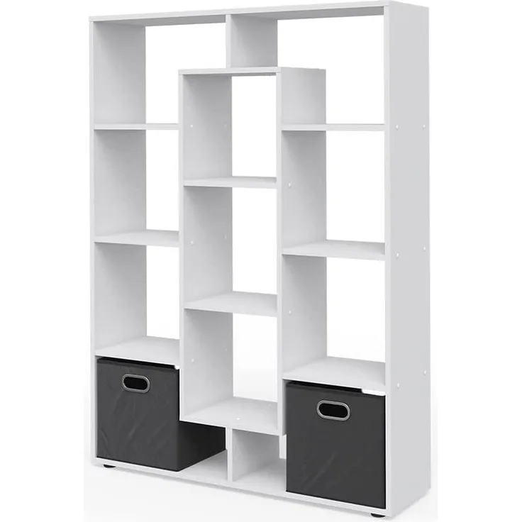 Drehregal Weiß 107.2 x 143 cm mit 2 Faltboxen Vicco