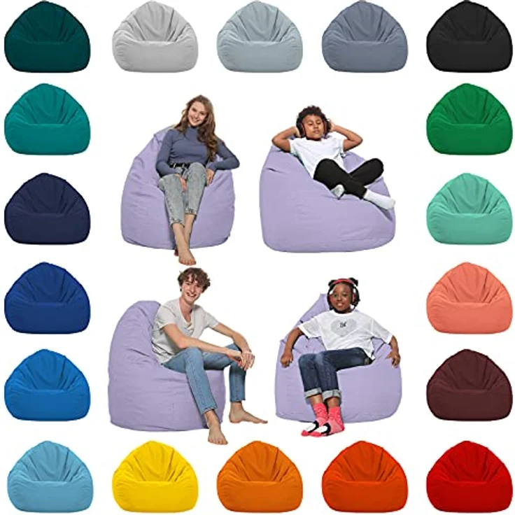 HomeIdeal - Sitzsack XXL Bodenkissen für Erwachsene & Kinder - Geeignet für Gaming oder Entspannen - Indoor wie Outdoor da er Wasserfest ist - mit EPS Perlen, Farbe:Flieder, Größe:XXL – Bild 2