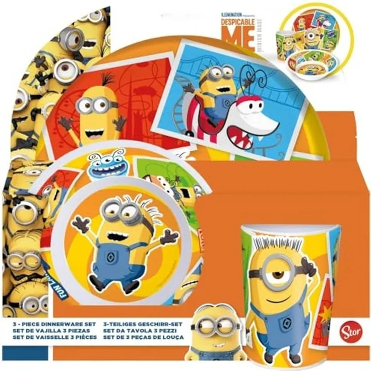 MINIONS Kinder Frühstücks-Set 3-teilig aus Melamin Kindergeschirr
