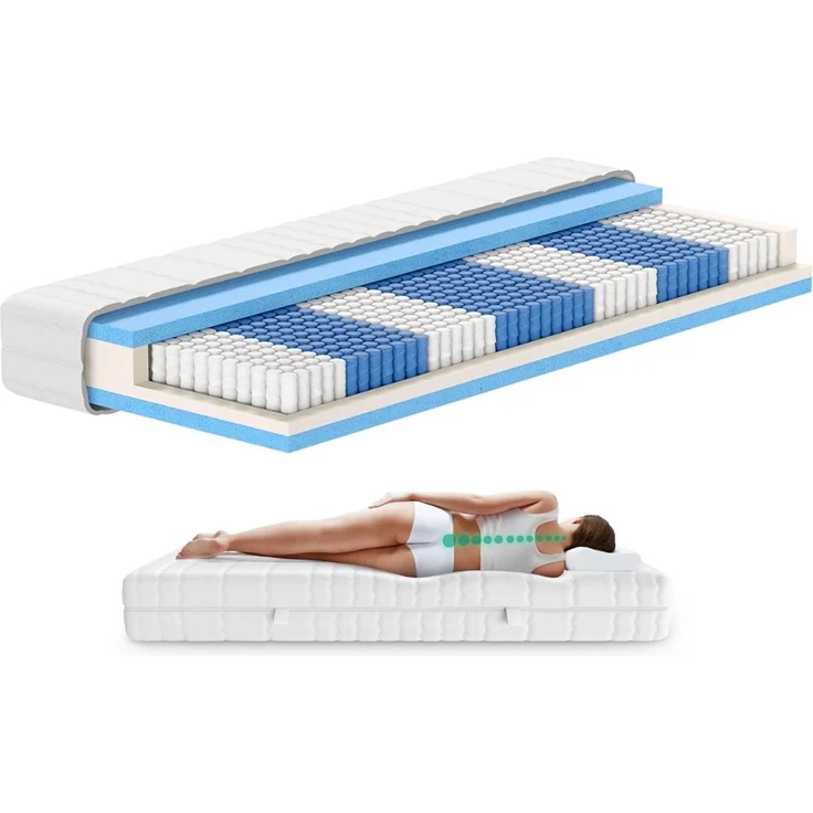 AM Qualitätsmatratzen 1000 Federn 7-Zonen Taschenfederkernmatratze 80x200 cm - 24 cm Premiumhöhe - 1.000 Federn Matratze 80x200 cm - H4 – Bild 1