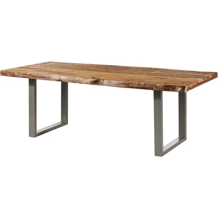Baumtisch Sheesham 260 x 100 x 77 natur sandgestrahlt / U-Beine silber matt FREEFORM 5