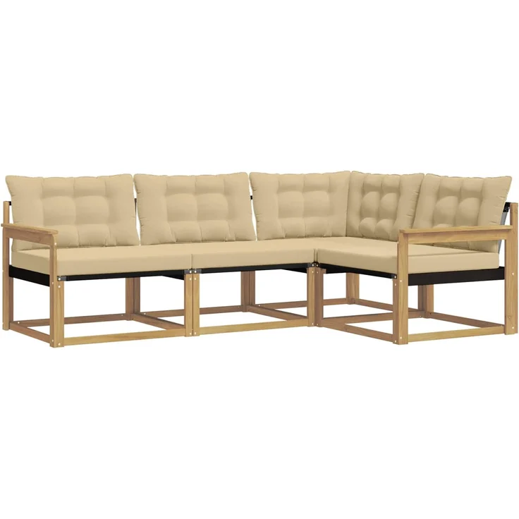 vidaXL Outdoor-Sofagarnitur 4 stk. Weiß und Beige 3388631 – Bild 2