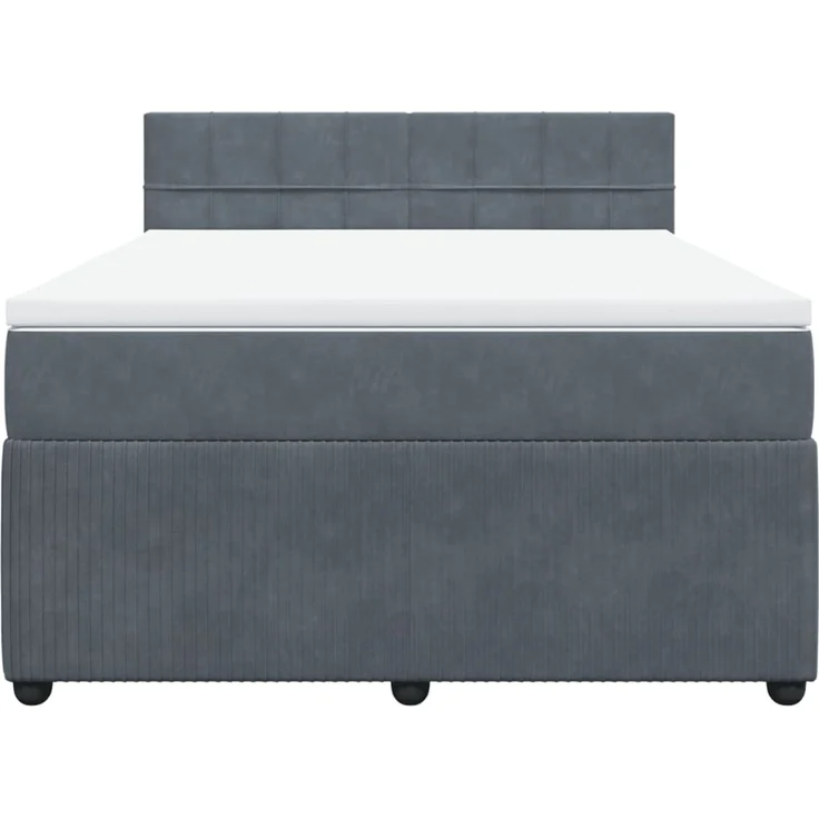 vidaXL Boxspringbett mit Matratze Dunkelgrau 160x200 cm Samt 3287783 – Bild 4