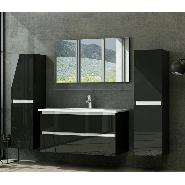 Badmöbel Set Kairo 6-teilig 60 cm, Schwarz, 110 x 46 x 60 cm