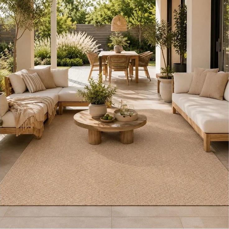 Snapstyle Outdoorteppich In- & Outdoor Flachgewebe Teppich Porto Meliert, Rechteckig, Höhe: 6 mm