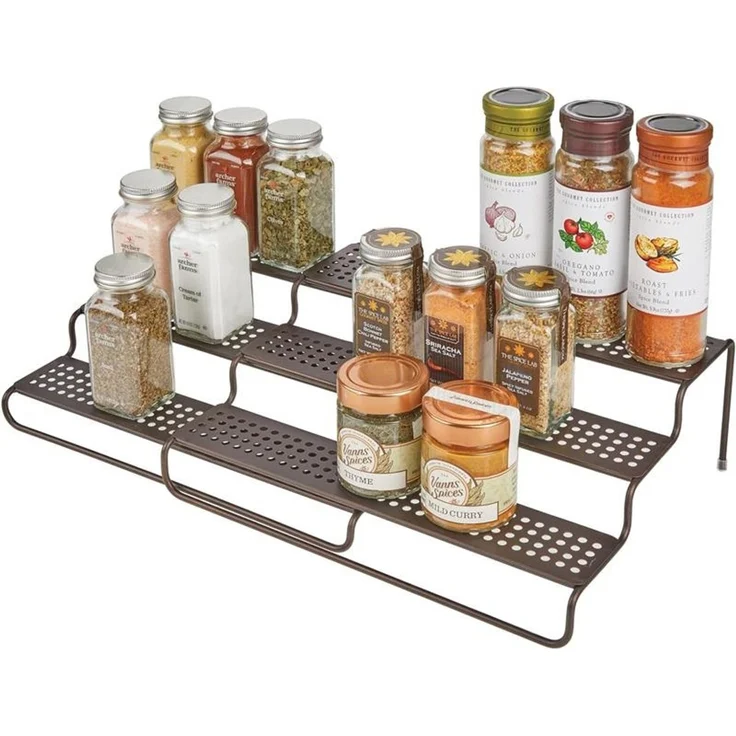 mDesign Gewürzregal Regal Küchenschrank Organizer Aufbewahrung Metall Bronze – Bild 8