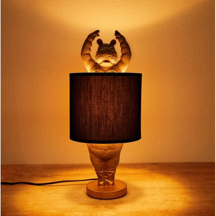 BRUBAKER Nachttischlampe Tischleuchte Nilpferd Ballerina, ohne Leuchtmittel, Motiv Lampe mit Keramikfuß, Höhe 43 cm – Bild 2