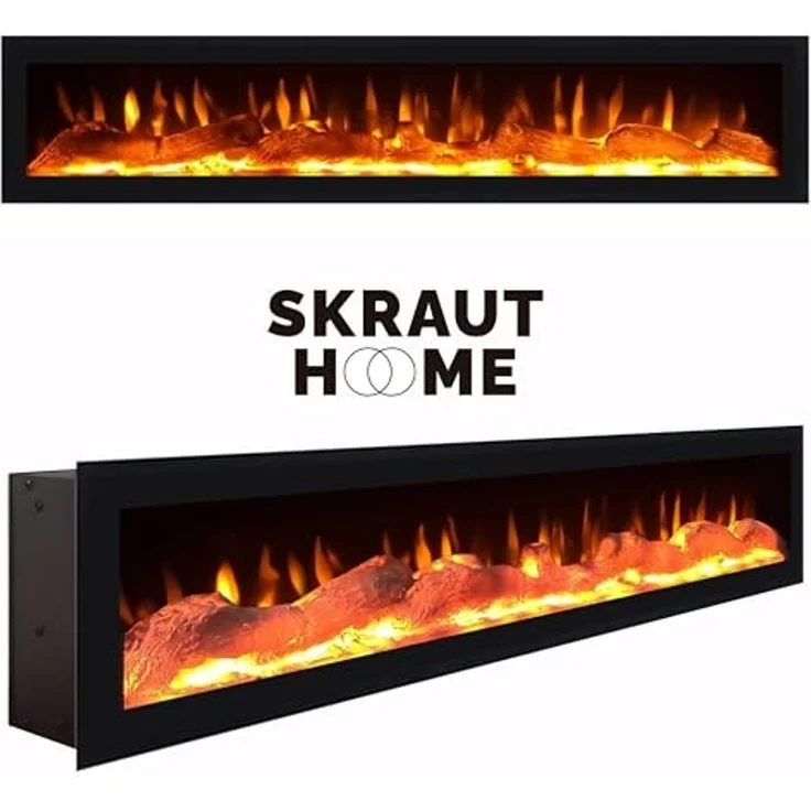 Skraut Home TV-Möbel | Esstisch-Set | 210 x 186 x 35 cm | für Fernseher bis 80 Zoll | elektrischer Kamin | moderner Stil | Schwarz und Weiß – Bild 5