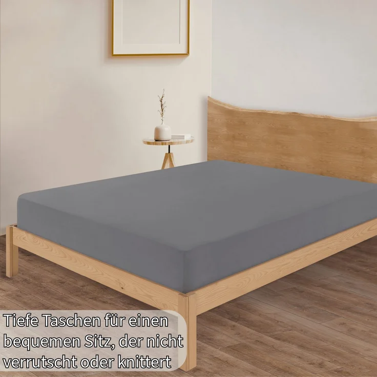 KK Jersey Spannbettlaken, Baumwolle, Grau, 140x200+30 cm – Bild 5