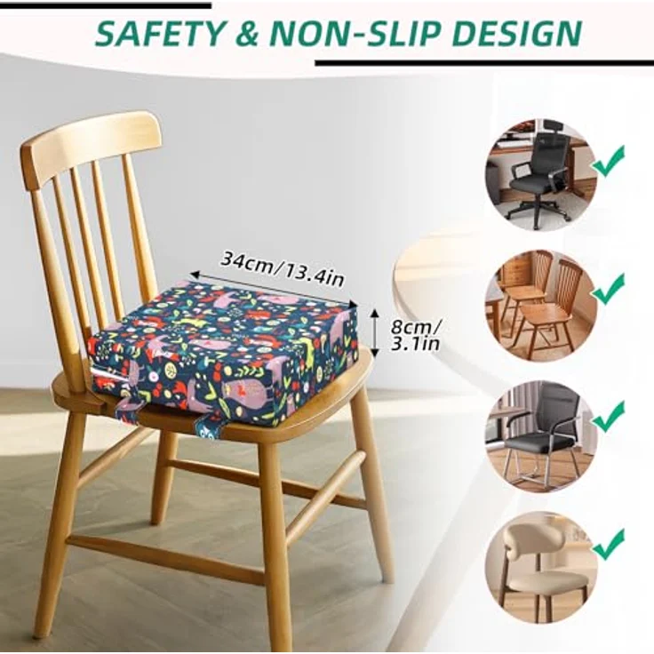 Zicac Sitzerhöhung Baby Tragbar Sitzkissen Cartoon Design für Kinder (Dunkelgrün) – Bild 5