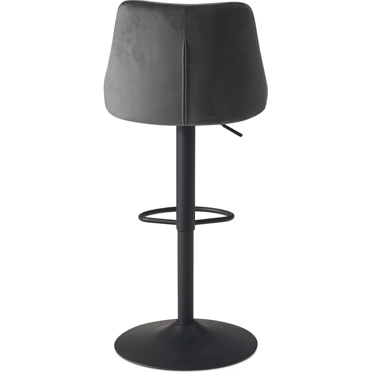 Barhocker Samt Grau mit Lehne höhenverstellbar 86-106cm Metallfuß gepolstert – Bild 8