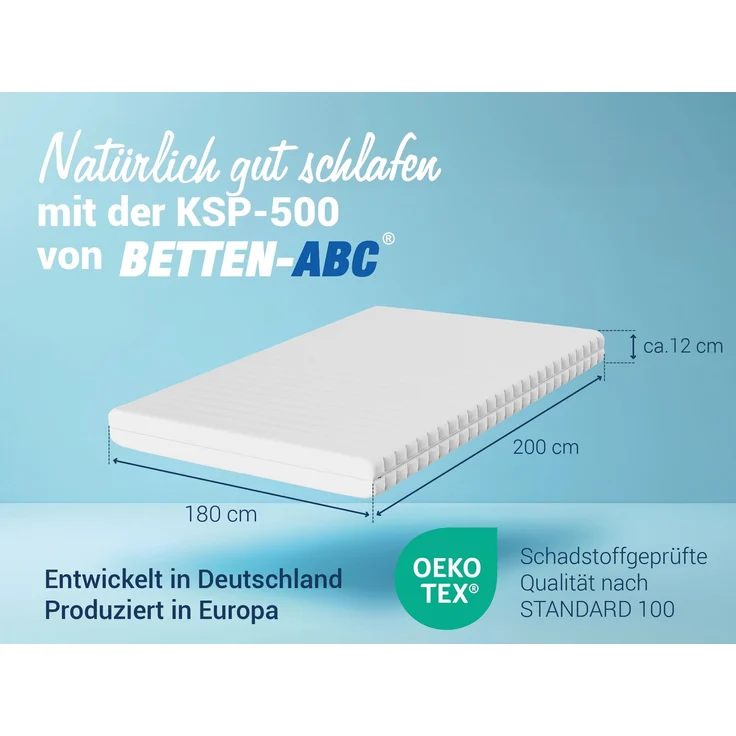 Matratze KSP-500 - Das Original - 7-Zonen- Kaltschaummatratze mit waschbaren Klimafaserbezug, Größe: 180x200, Härtegrad: H3 - Höhe 12cm – Bild 2