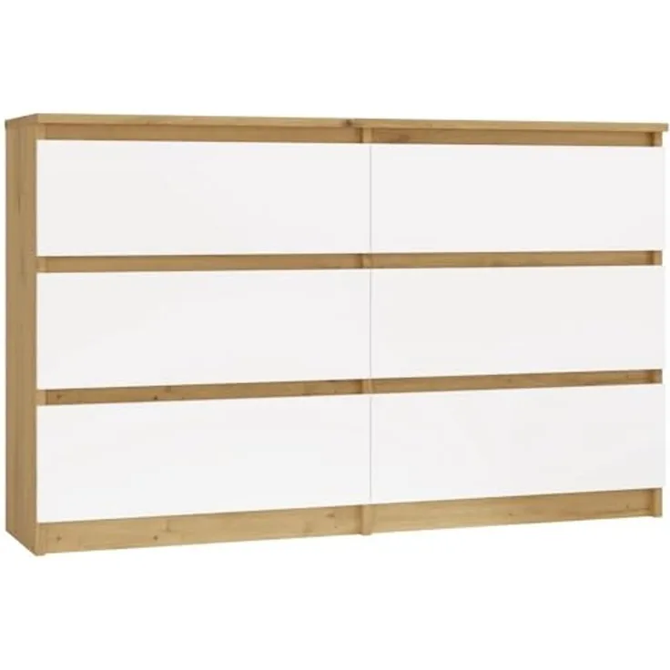 CDF Kommode Artisan Weiß Malwa M6 120 mit 6 Schubladen Komode für Wohnzimmer Schlafzimmer Schubladenschrank Malm Kommode