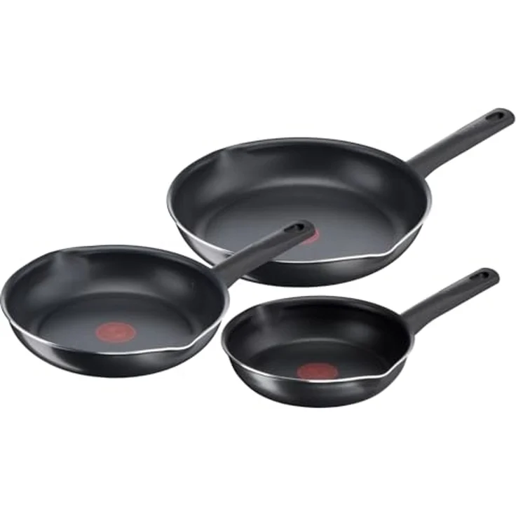 Tefal B56490 Day By Day On 3-Teiliges Pfannenset 20/24/28 Cm | Antihaftversiegeltes Kochgeschirr | Tiefe Form | Hochleistungsfähige Titanium Antihaftversiegelung | Temperaturindikator, Schwarz – Bild 1