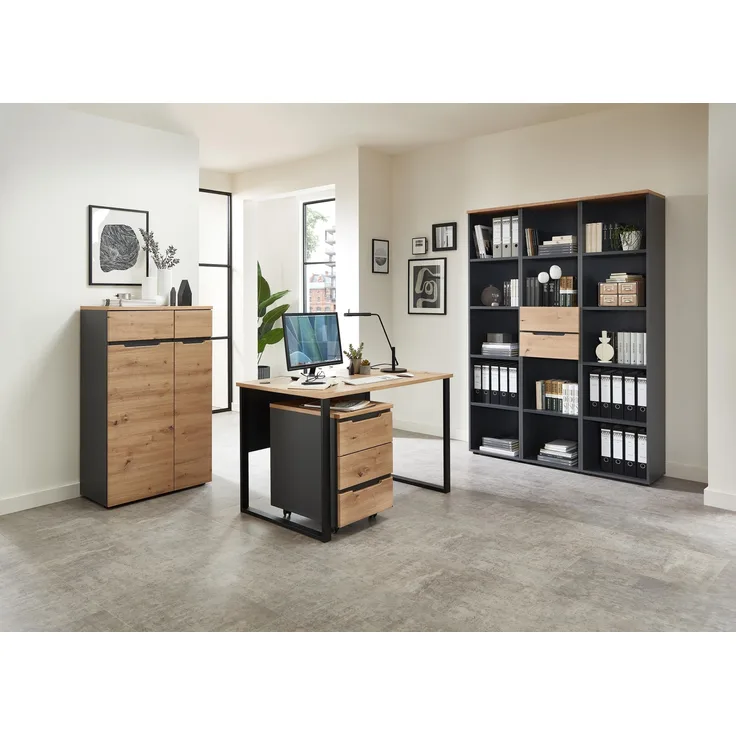 Komplettbüro MEMPHIS VIII 6-teilig Front Artisan Eiche Korpus Graphit
