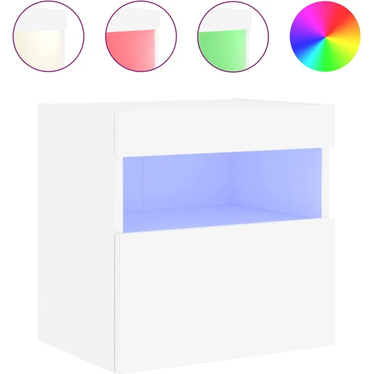 TV-Wandschrank, Fernsehschrank mit LED-Leuchten Weiß 40x30x40 cm – Bild 2