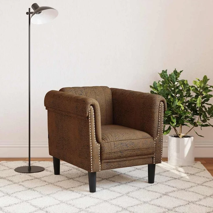 vidaXL Sessel Braun Kunstleder Wildleder-Optik 372574 – Bild 2