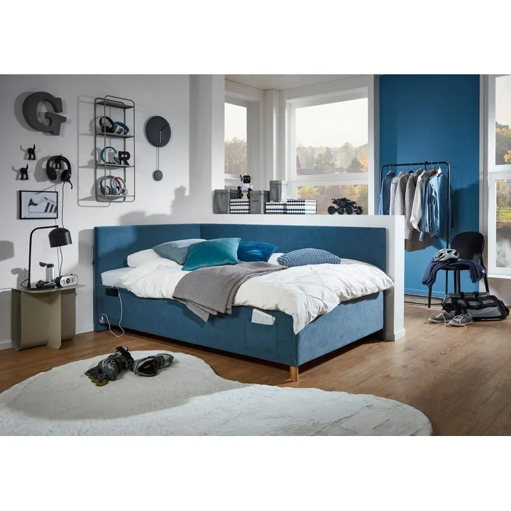 meise.möbel Kinderbett COOL II, Polsterbett wahlweise mit Bettkasten, Jugendbett inkl. USB Anschlüsse