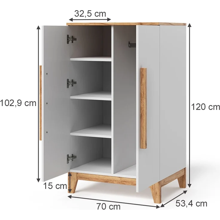 Vitalispa Kinderkleiderschrank Weiß/Artisan 70 x 120 cm, Malia – Bild 2