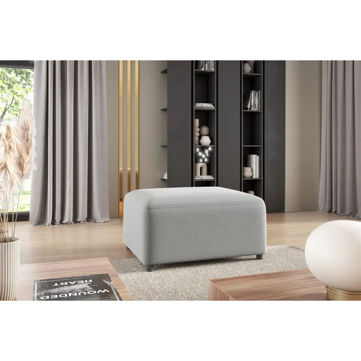 Polsterhocker Designerhocker Hocker MEGAN in Stoff Salvador Hellgrau – Bild 1