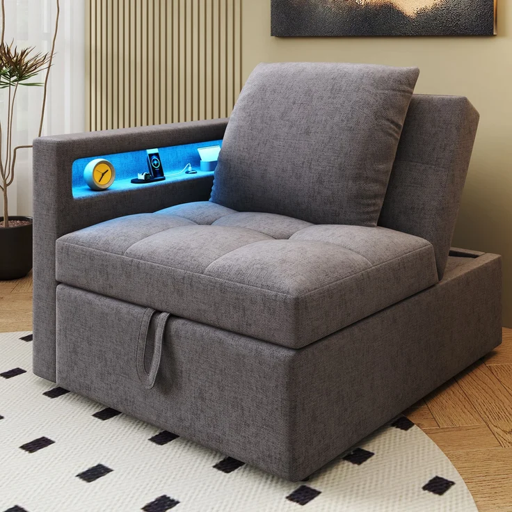 Schlafsofa 177x68x65 cm – Multifunktionales 3-in-1 Polsterbett mit verstellbarer Rückenlehne und USB-Anschlüssen – Bild 4