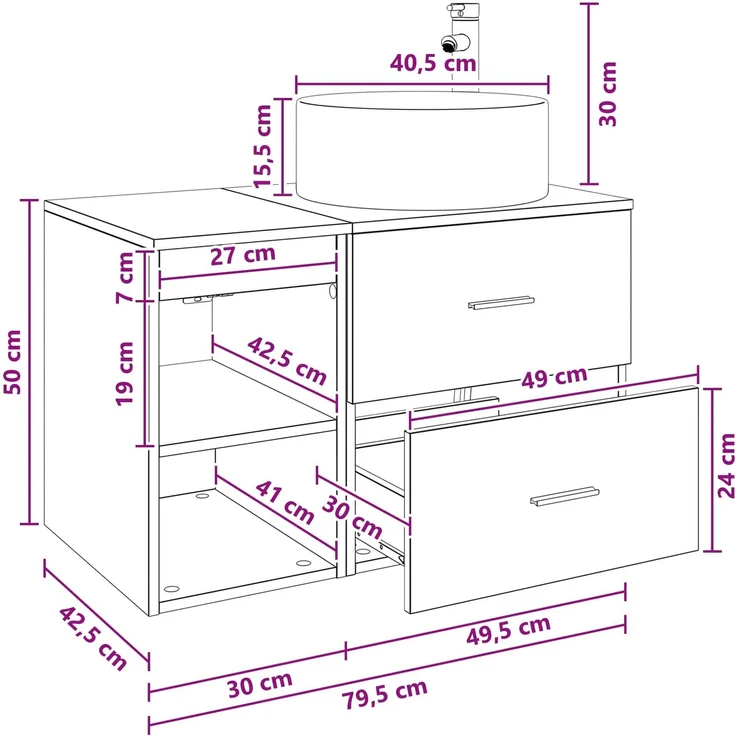 vidaXL Badezimmerschrank-Set 2 stk. Artisan-Eiche 79,5 x 44,5 x 80 cm 3403935 – Bild 11