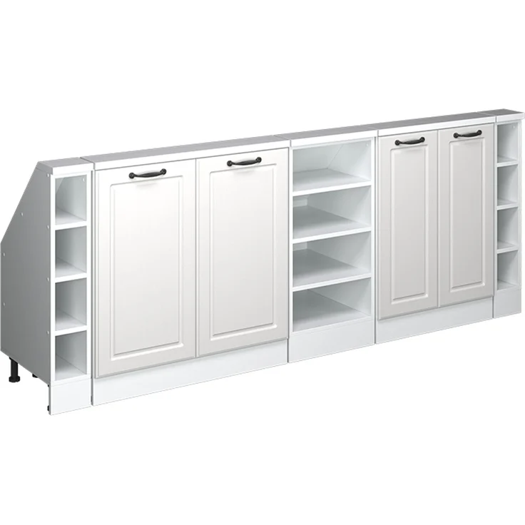 Küchenschrank für Dachschrägen R-Line Weiß Landhaus 210 cm 5er Set Vicco – Bild 1