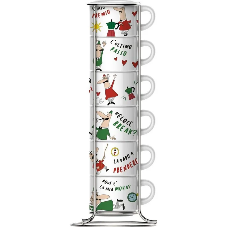 Bialetti Set 6 Tassen Italia mit Metallgestell