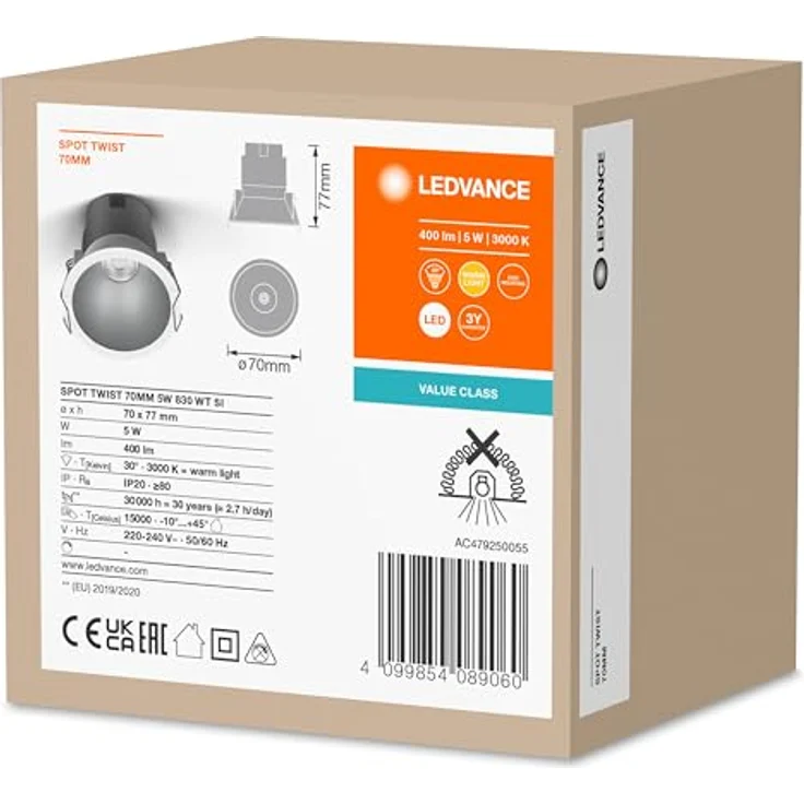 LEDVANCE ORBIS BERLIN LED-Deckenleuchte 300mm, schwarz, 16W, 2000lm, warmweiße Lichtfarbe, sehr homogene Lichtverteilung, lange Lebensdauer, fest verbautes LED-Modul, rund, IP20 Schutzklasse, 3000K – Bild 8