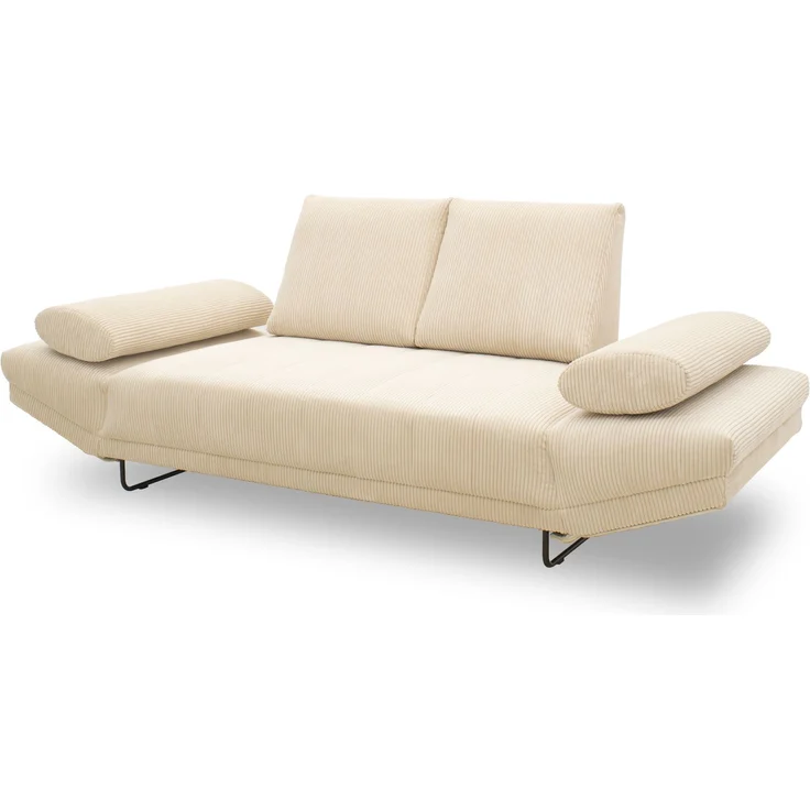 DOMO. collection Sofa 700 001, 2-Sitzer mit Federkernpolsterung und Schlaffunktion, verstellbare Armlehnen, 2er Couch, Polstergarnitur, 210 x 97 x 95 cm (BxTxH), creme – Bild 3
