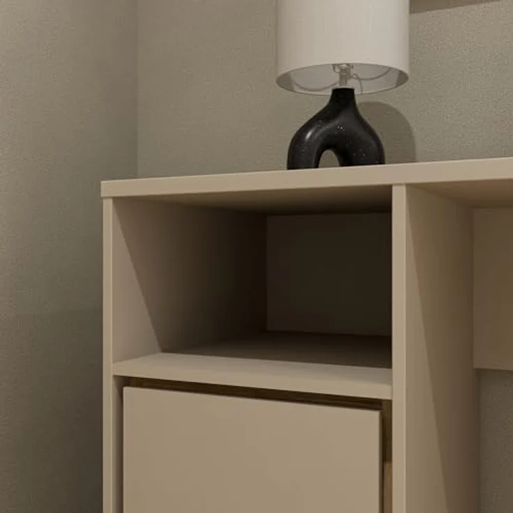 Forte WEXLIN Schreibtisch 120, moderner Schreibtisch mit Stauraumfach und Schranktür, Kinder- und Jugendzimmer, Kaschmir|Beige|Mauvella Eiche Holzdekor, 119,7 cm breit x 75,7 cm hoch x 50,2 cm tief – Bild 10