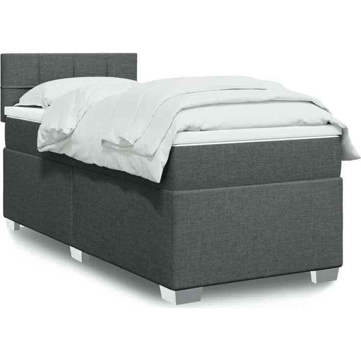 vidaXL Boxspringbett mit Matratze Dunkelgrau 90x200 cm Stoff 3285772 – Bild 1