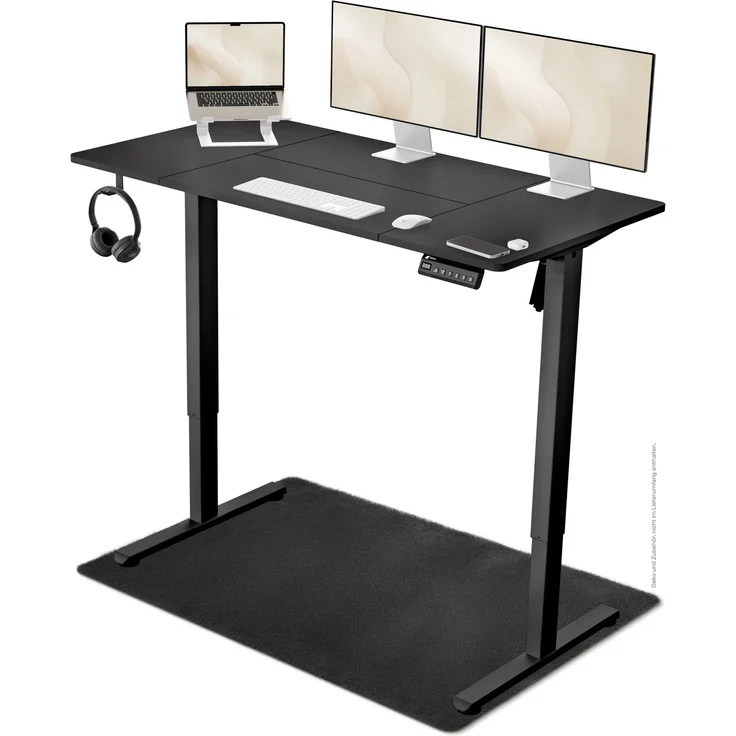 LUTIVO Foxtrot, Höhenverstellbarer Schreibtisch Elektrisch, Memory-Funktion und Kabelmanagement, 120 x 60 cm, Schwarz/Schwarz – Bild 3