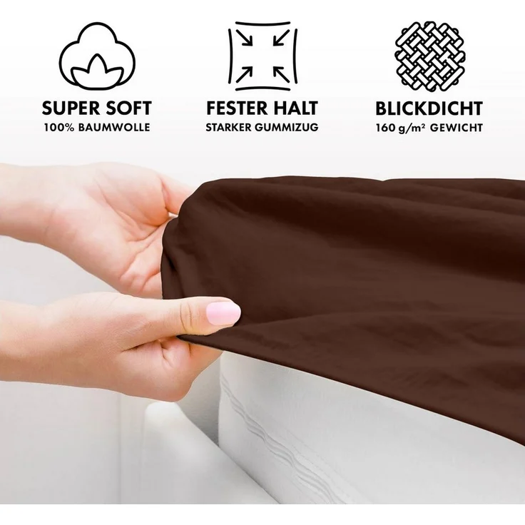 Jacobson Spannbettlaken BOXSPRING & ÜBERLÄNGE aus 100% Baumwolle, für hohe & lange Matratzen, Jersey Bettlaken 160 g/m², OEKO-TEX® – Bild 2