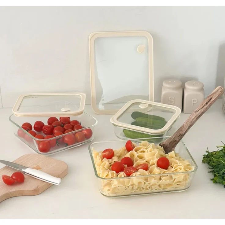 Frischhaltedosen aus hochwertigem Borosilikatglas mit Deckel, quadratisch - Luftdicht & stapelbar 600 ml – Bild 5