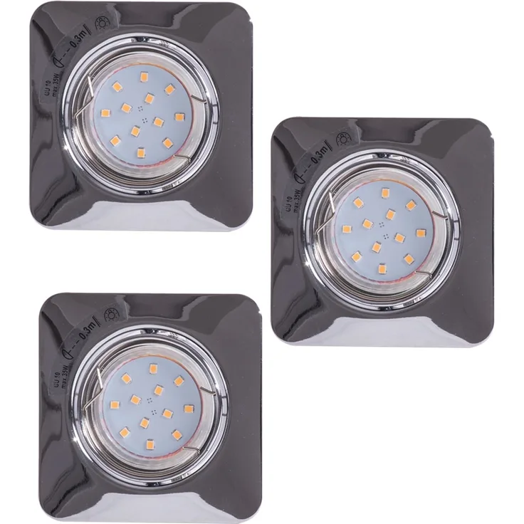 3er Set LED Einbauspots, schwenkbar, chrom 8,5 cm, TINUS