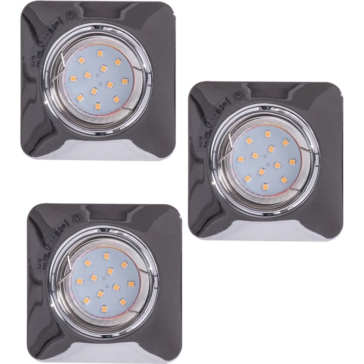 3er Set LED Einbauspots, schwenkbar, chrom 8,5 cm, TINUS – Bild 1