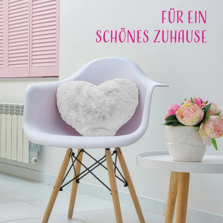 Herzkissen, Herz Kissen Dekokissen, Zierkissen, Plüsch Flauschige Sofakissen, Kuschelkissen für Kinderzimmer Sofa Schlafzimmer Schmusekissen Silber – Bild 2