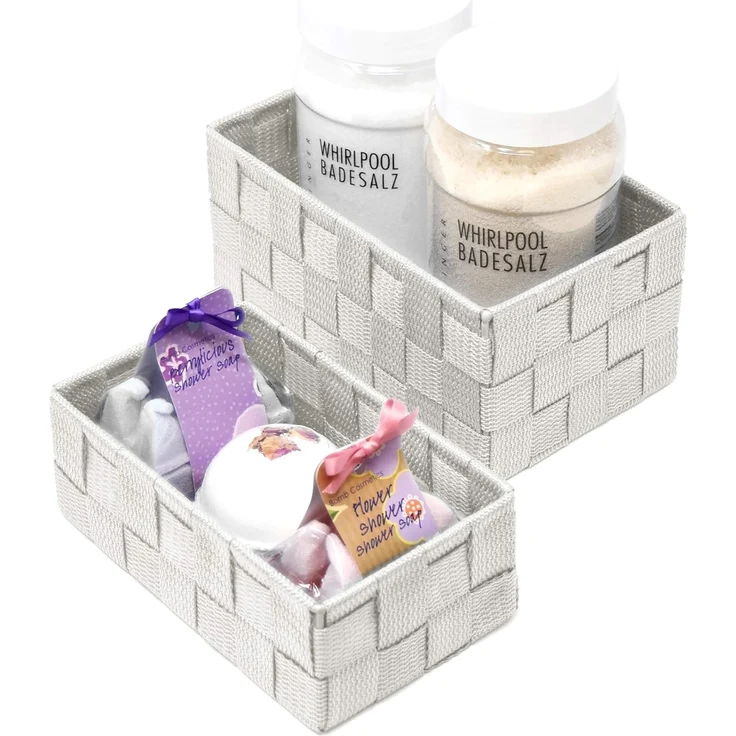 Lashuma Aufbewahrungskorb (Set, 2 St), leere Badezimmer Körbe silber – Bild 3
