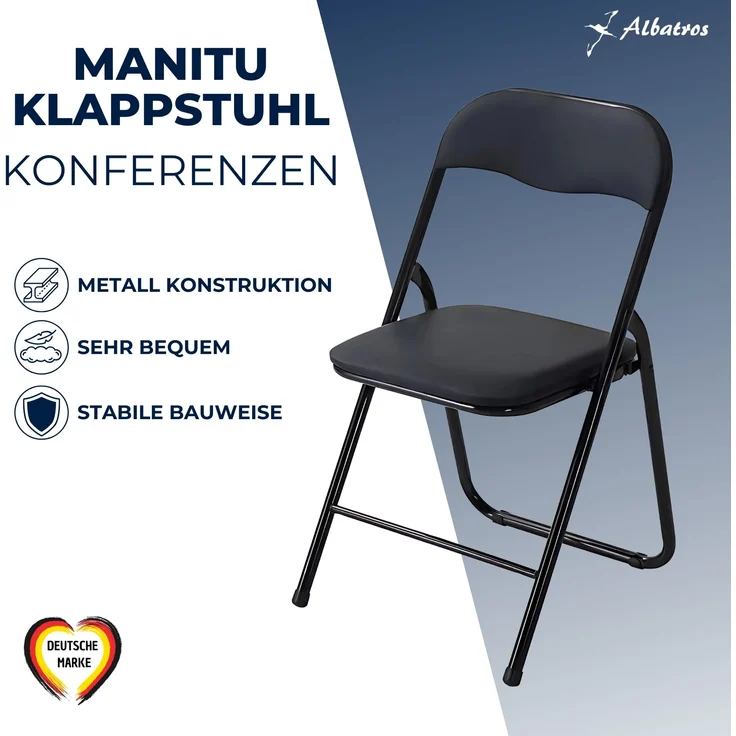 Albatros Klappstuhl Manitu Klappstühle Starker Metallrahmen Faltbarer Stuhl Besucher Konferenz Gast Stuhl – Bild 3