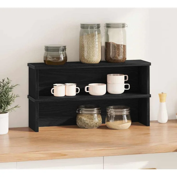 vidaXL Küchenregale Stapelbar 2 Stk. Schwarz 60x15x16 cm 860502 – Bild 2