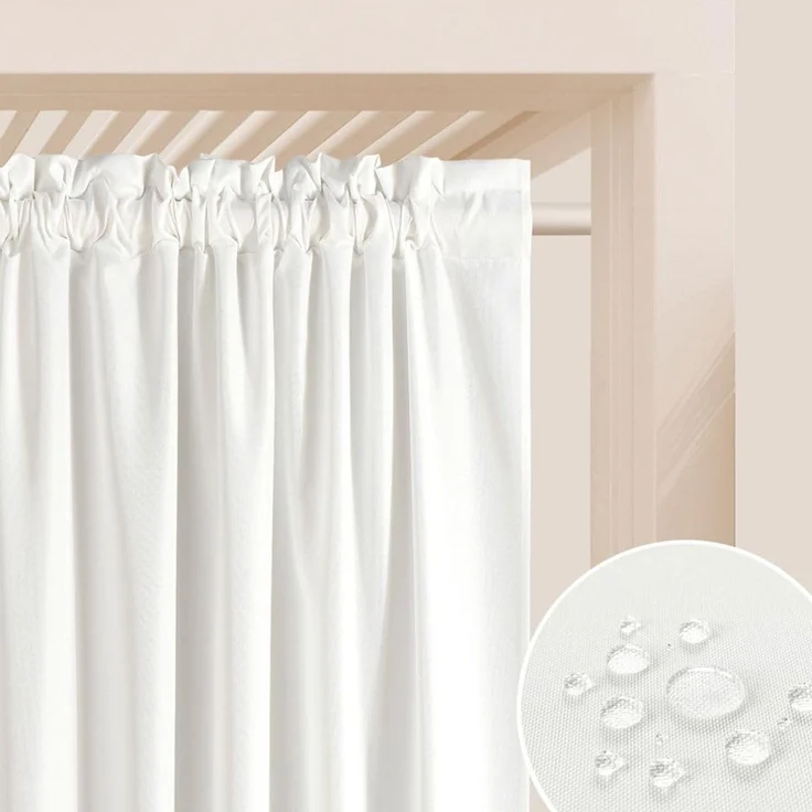ROOM99 Outdoorvorhäng mit Kräuselband Garden Line 155x220 cm Breite x Höhe Outdoor Vorhang wetterfest Wasserdicht Sichtschutz Sonnenschutz Gardinen Garten Winddicht Ecru, 1 Stück – Bild 1
