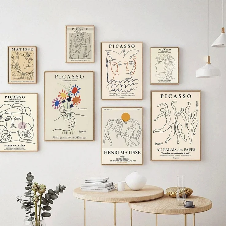 JUSTGOODMOOD Poster Picasso Matisse Museum Abstrakt Retro Porträt Bilder Wohnzimmer Wandbi, A (1 St) – Bild 1